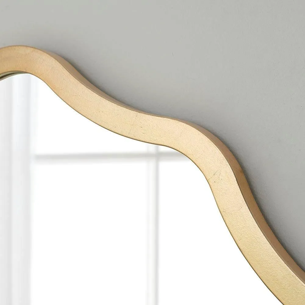 Yearn Mirrors Wavy Ripple Framed Circular Small Mirror in Gold 2