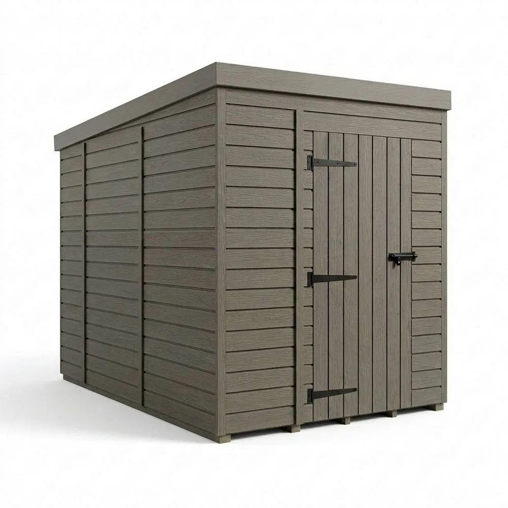 Buttercup Farm 6ft x 10ft Composite Pent Garden Shed Single Door No Windows - Grey
