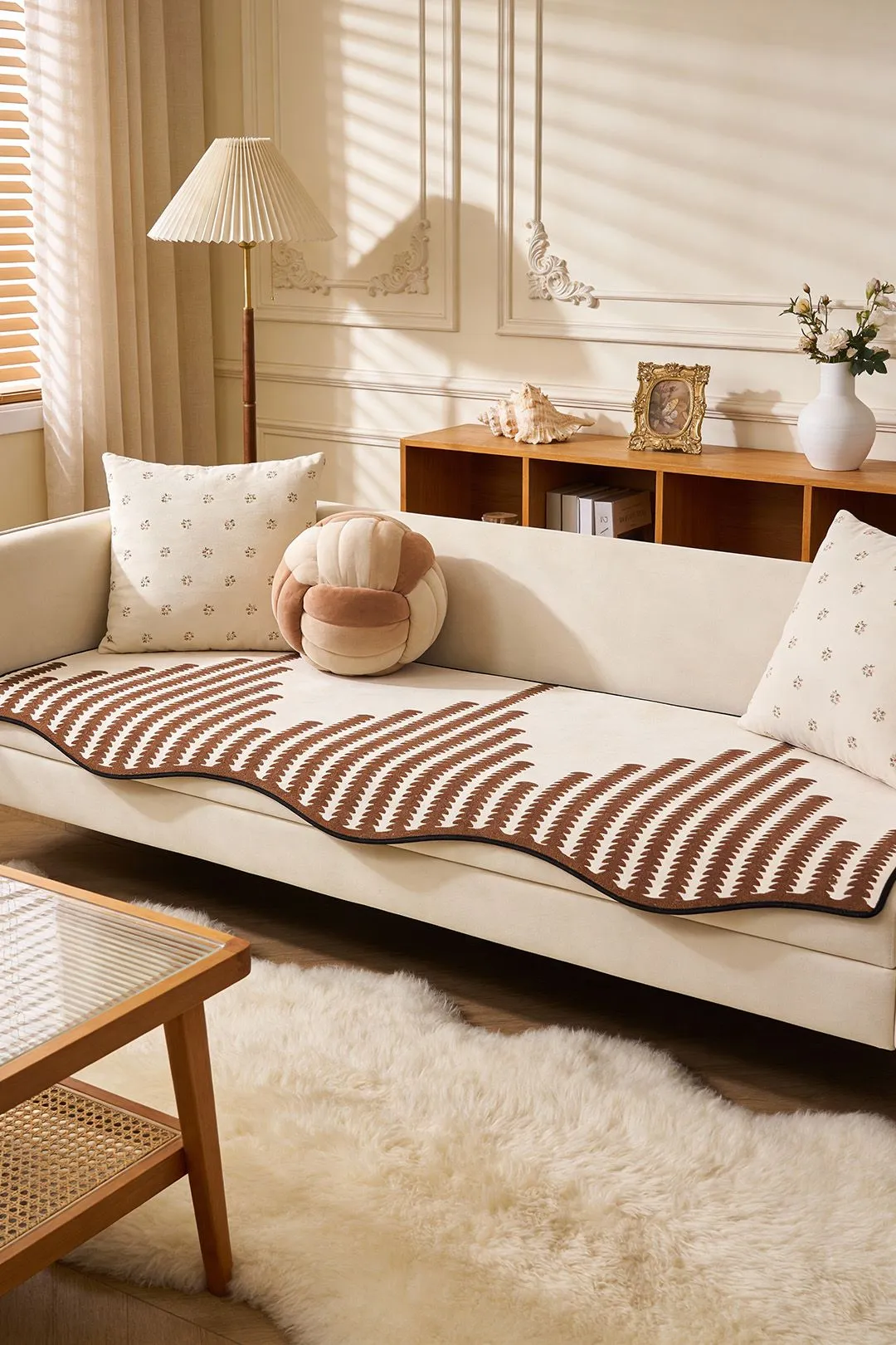 Living and Home 1Pc Chenille Anti-slip Sofa Cover Couch Furniture Protector in Brown
