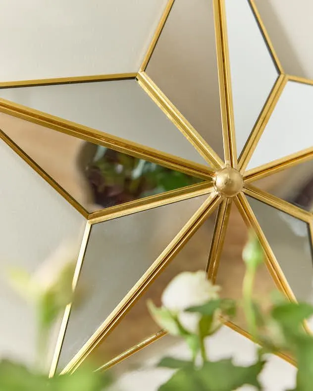 Dibor Traditional Gold Star Shaped Room Decor Wall Mounted Mirror H35cm x W34cm 3
