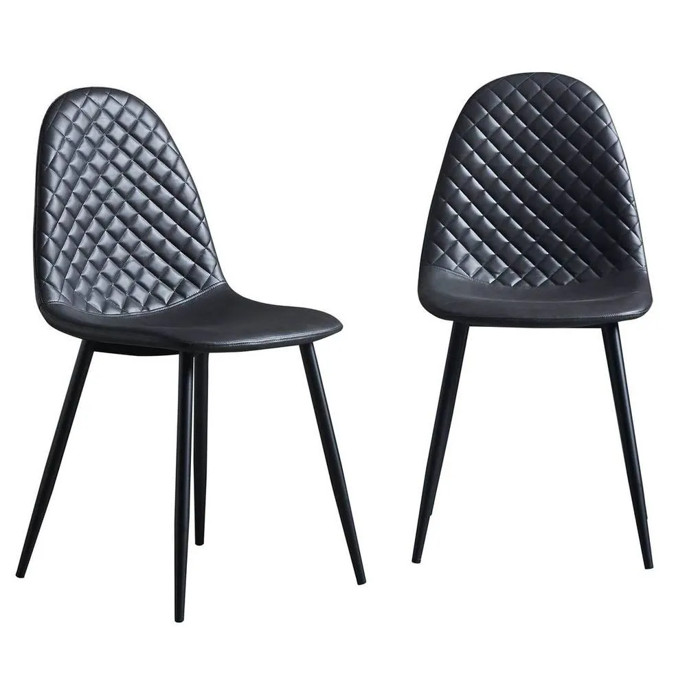 IH Design Corona Leather Steel Legs Dining Chairs (Set of 4) in Grey 4
