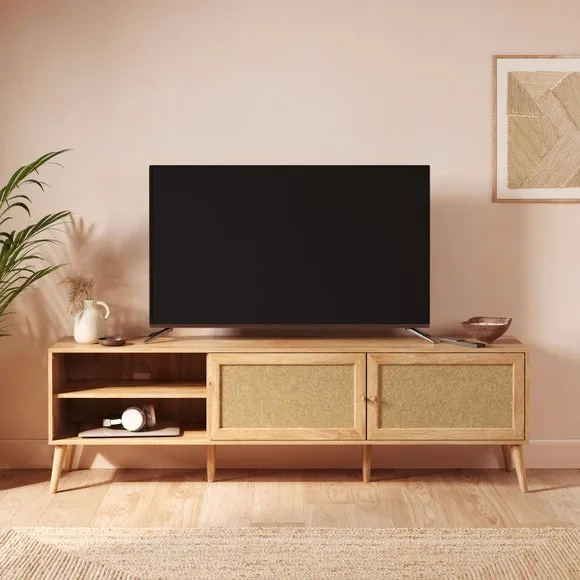 Jordyn Extra Wide TV Unit for TVs up to 80", Mango Wood Effect 6