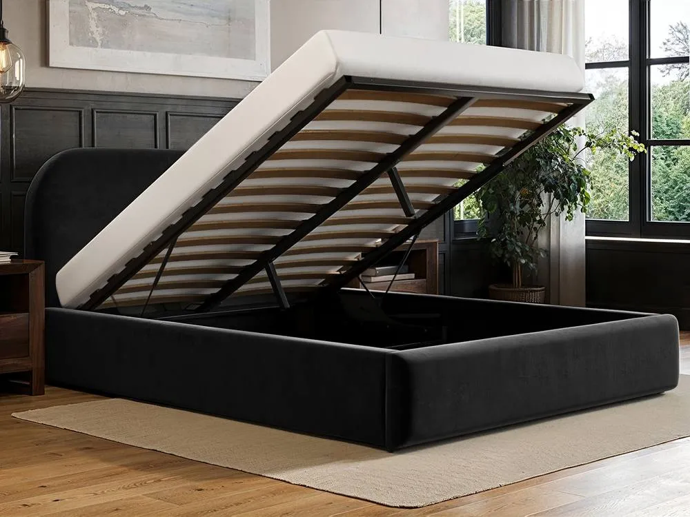 Flair Alba Ottoman Bed Black Velvet 3