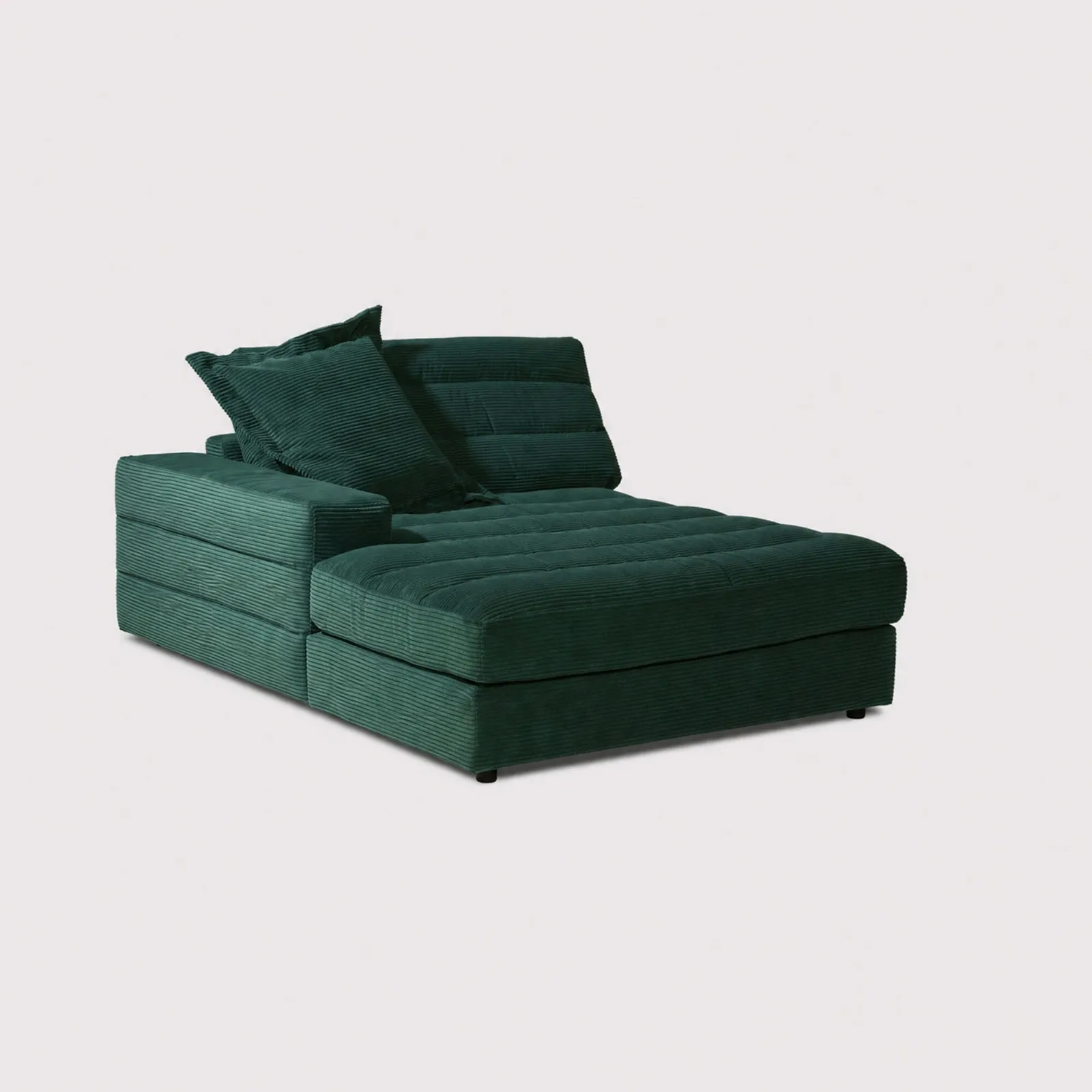 Twain Large Longchair Armrest Left Modular Sofa, Green Fabric | Barker & Stonehouse