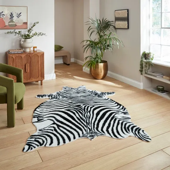 Faux Fur Zebra Print Rug 1