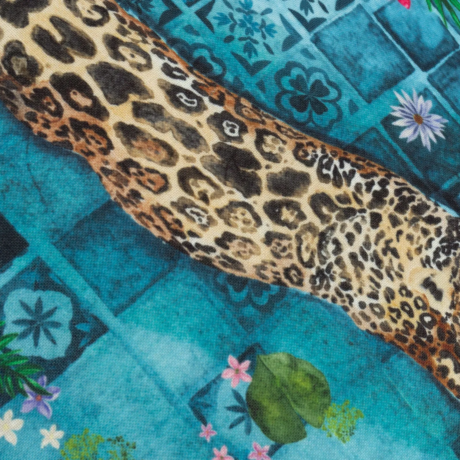 Paoletti Majorelle Leopard Moroccan Piped Outdoor Cushion in Blue 5