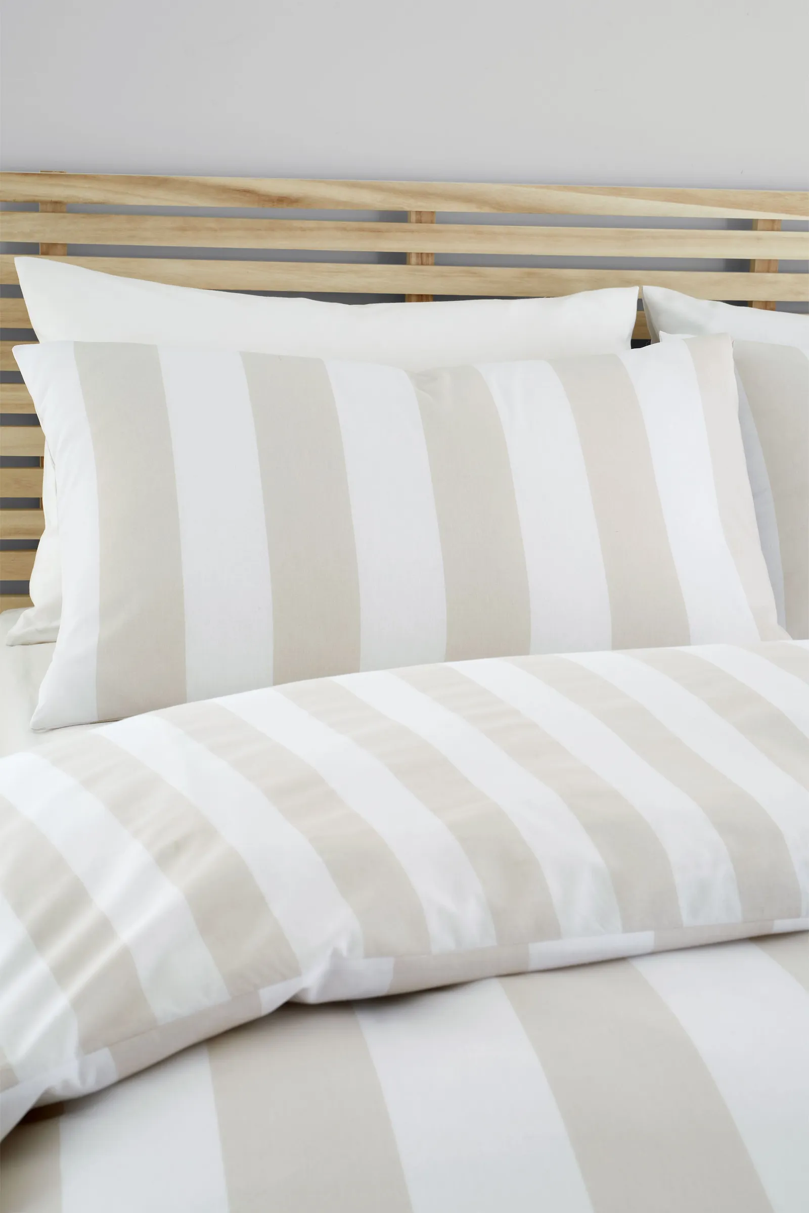 Catherine Lansfield 'Cove Stripe' Reversible Duvet Cover Set in Natural 3