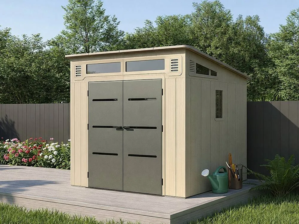 Vente-unique Resin Lean-To Garden Shed 6, 5 Cm With Floor - 22 mm in Grey 3