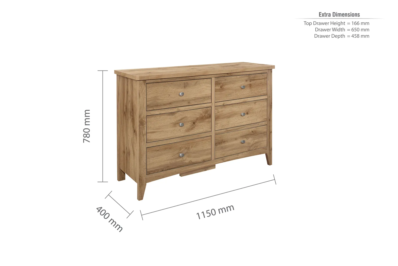 Birlea Hampstead 6 Drawer Chest Oak in Light Oak 6