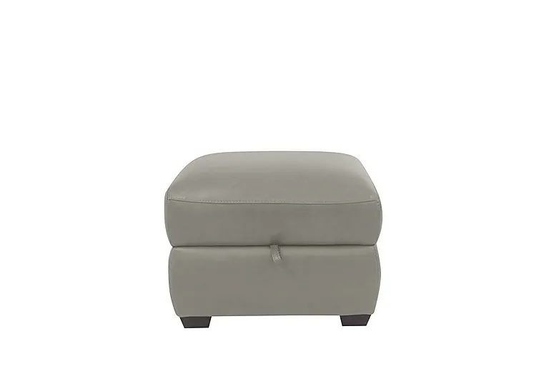 Cozee Leather Storage Stool - Silver Grey