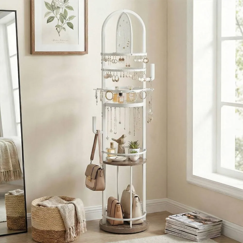 Costway Jewelry Organizer Stand Rotating Jewelry Storage Rack w/Earring Holder