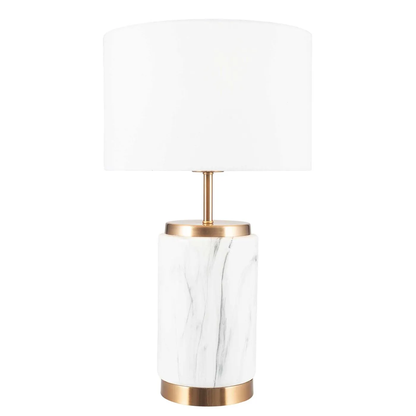 Marble Effect Ceramic Table Lamp, White and Gold