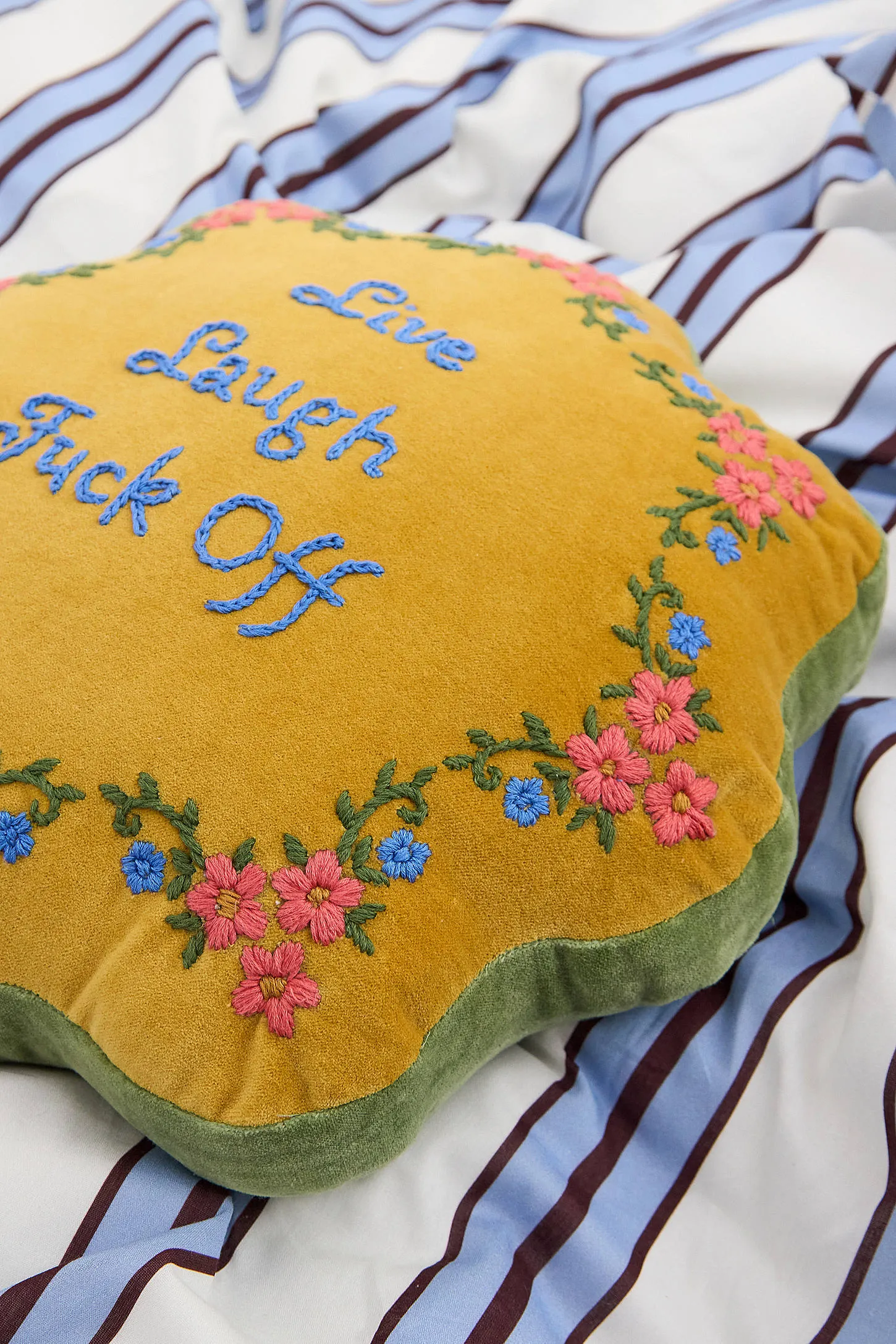 Mustard Live Laugh F*ck Off Cushion - Dark Yellow 2