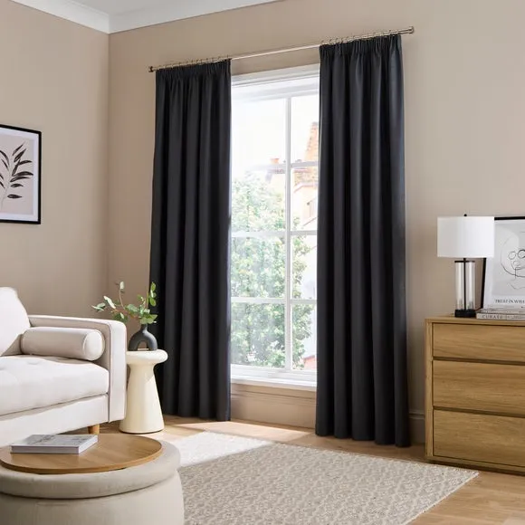 Berlin Blackout Pencil Pleat Curtains 2