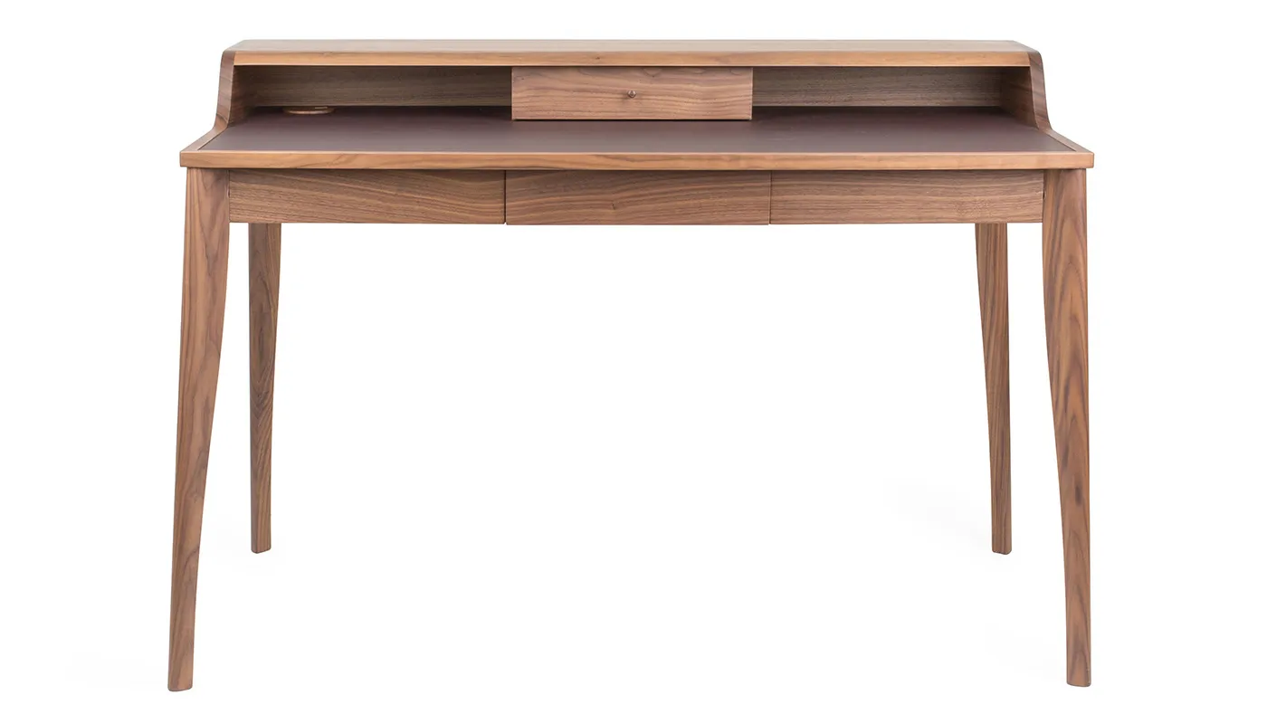 Pinch Yves Desk Walnut & Aubergine Leather - 2006 Finalist