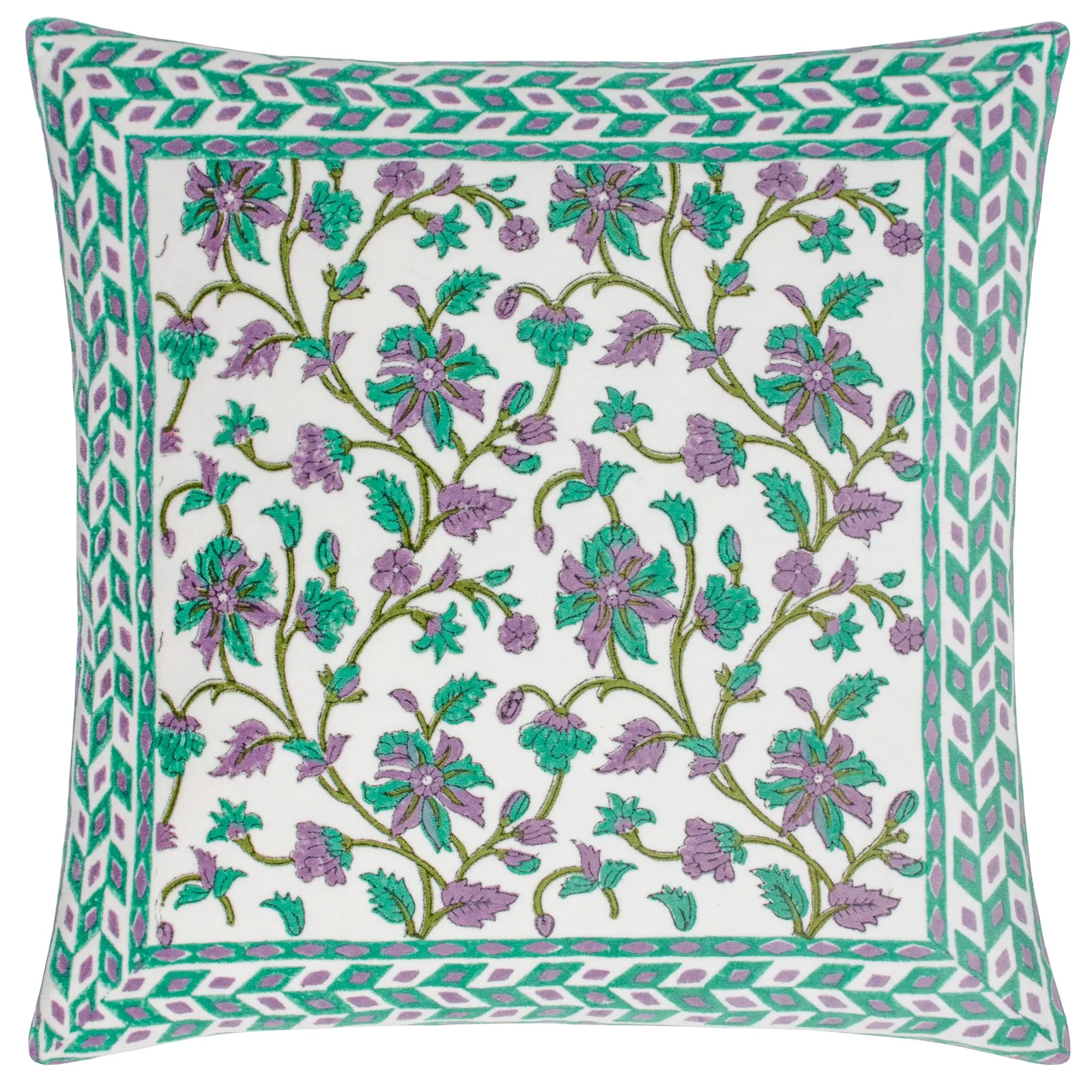 Paoletti Mentera 100% Cotton Floral Cushion in Green 2