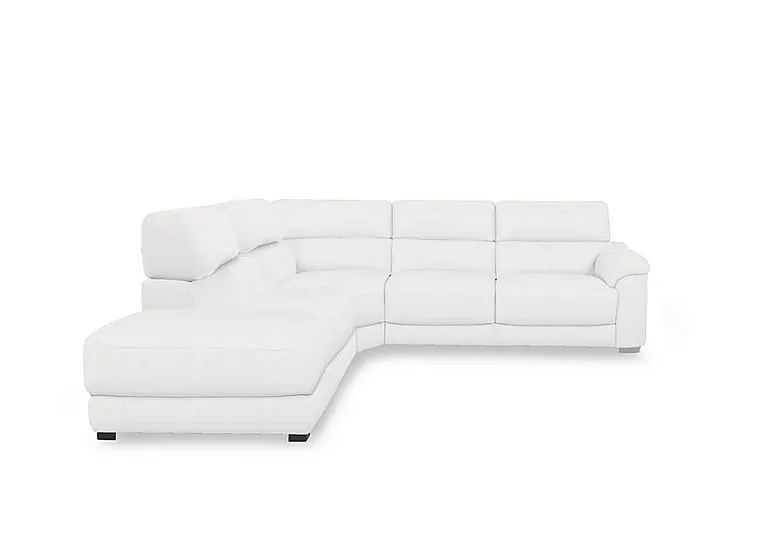 Nova Leather Left Hand Facing Chaise End Sofa - BV Star White