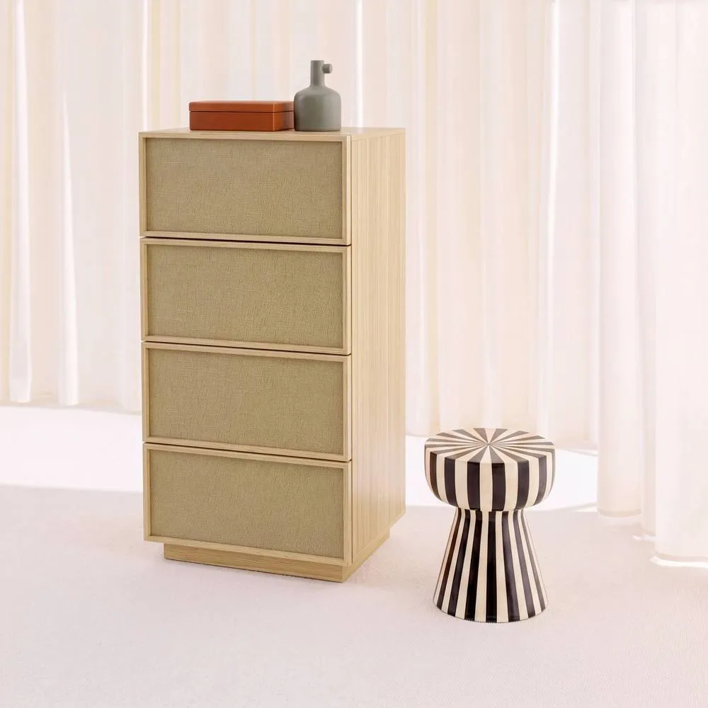 sweeek Tallboy chest of 4 drawers wood decor & fabric in Beige 6