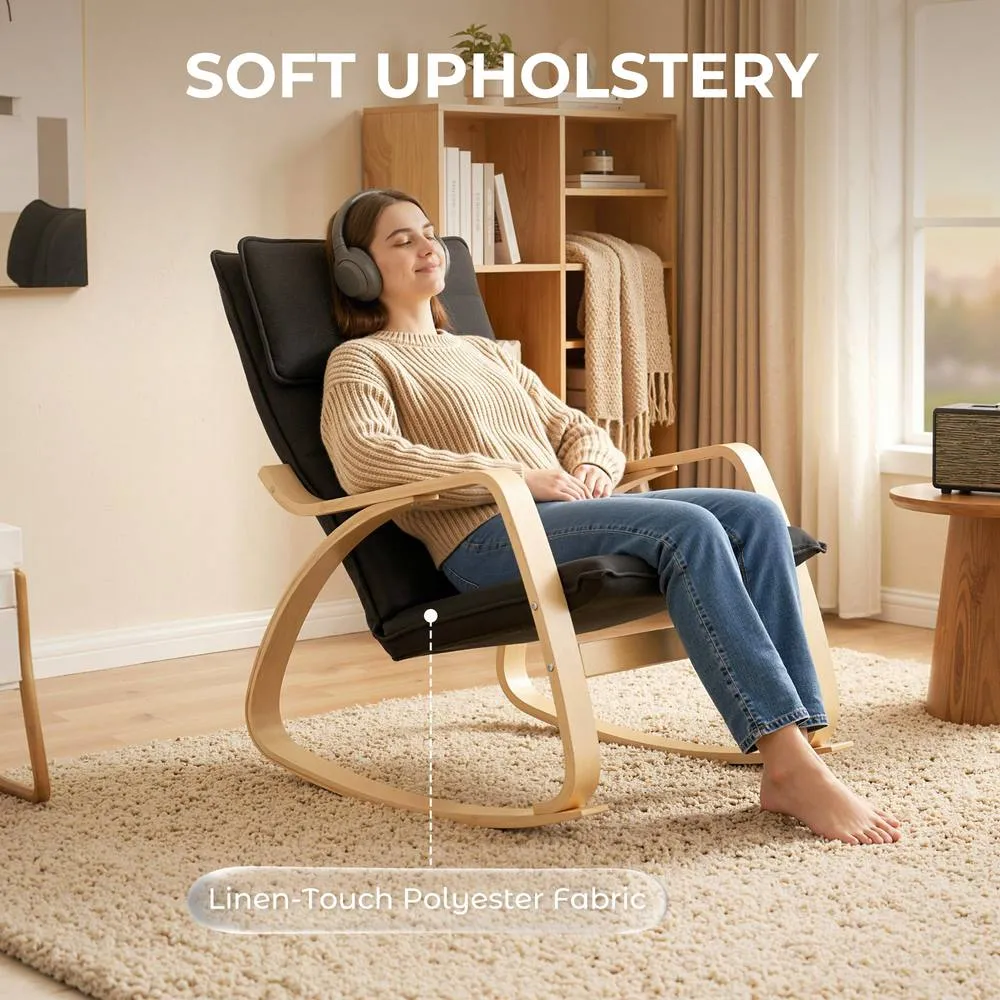 HOMCOM Comfortable Relax Rocking Chair with High Back, Black 6