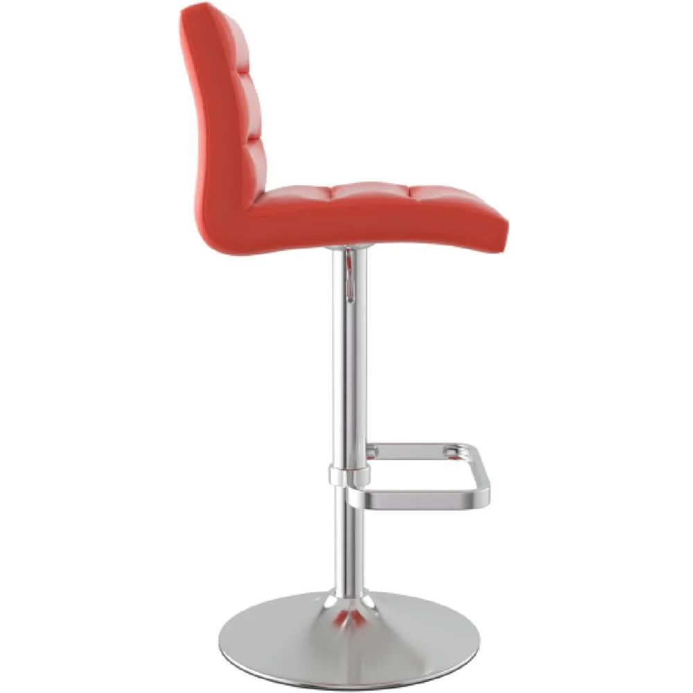 netfurniture Swank Brushed Steel Bar Stool With Faux Leather Padded Seat Red 4