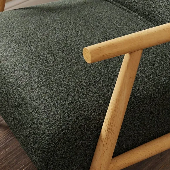 Alpine Boucle Spindle Wooden Arm Accent Chair 3
