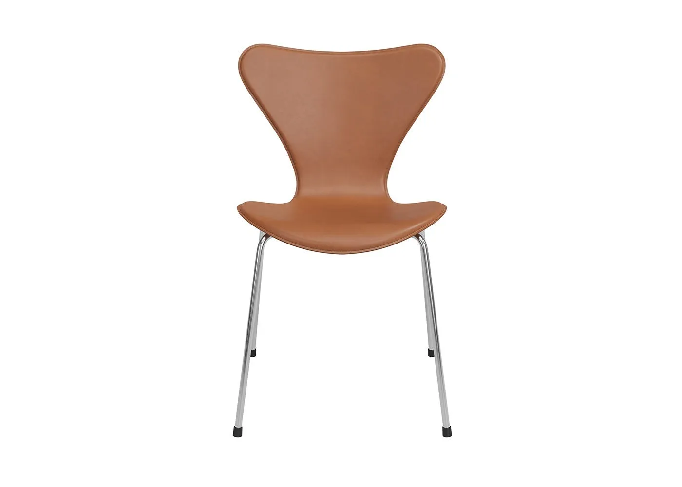 Fritz Hansen Series 7 Chair Harness Leather Saddle Brown Chrome Legs