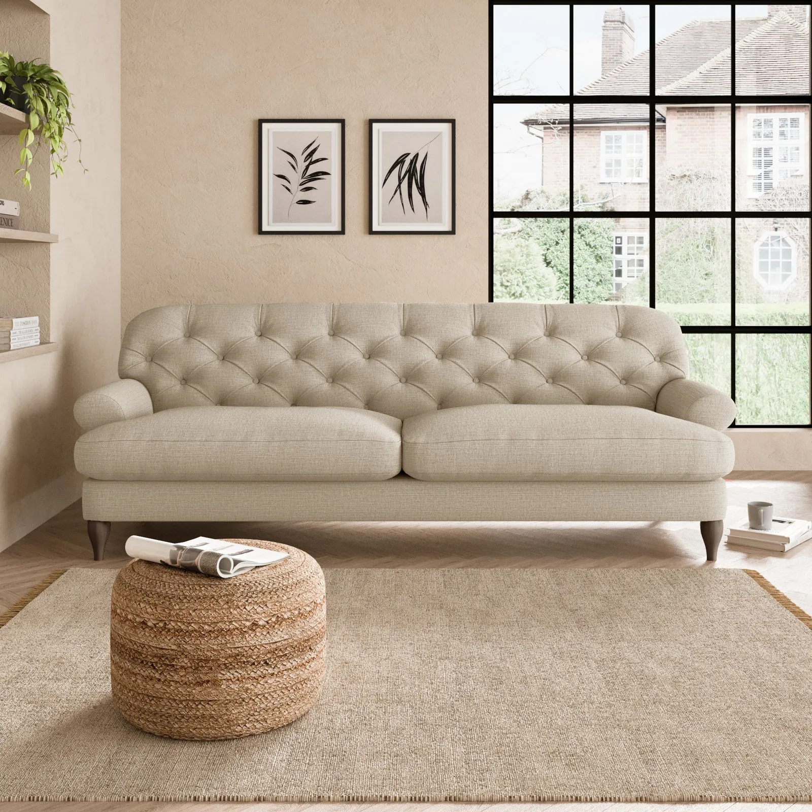 Canterbury Textured Weave 4 Seater Sofa Brown
