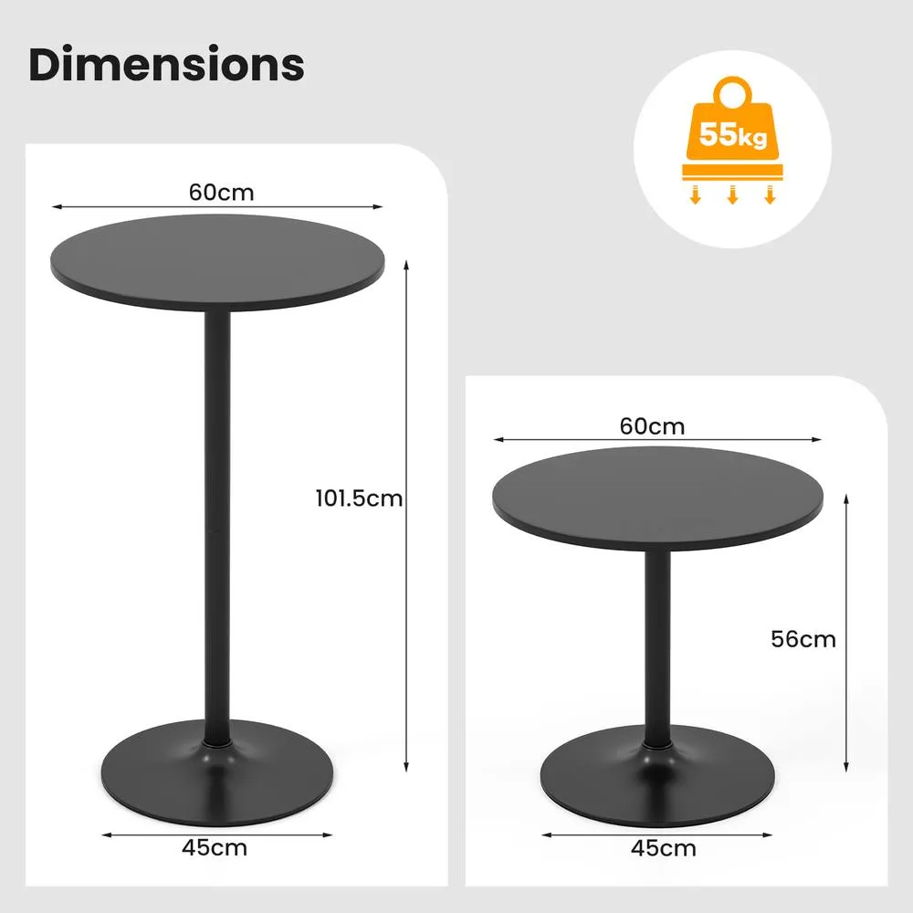 Costway Round Coffee Table Bistro 101-56 CM Height Adjustable Cocktail Table in Black 2