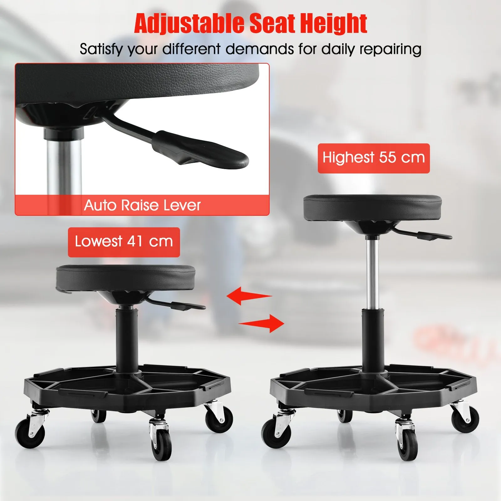 Costway Makeup Vanity Desk with Lighted Mirror & Padded Stool in Black 5