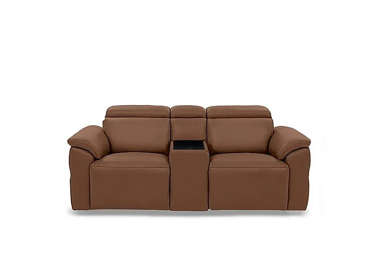 Dolomite 2 Seater Leather Power Recliner Sofa with Power Headrests and Console - Montana Butterscotch