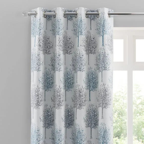 Jacquard Trees Eyelet Curtains 1