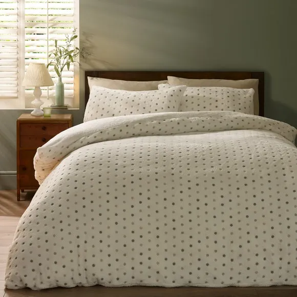 Catherine Lansfield Cosy Spot Fleece Duvet Cover & Pillowcase Set