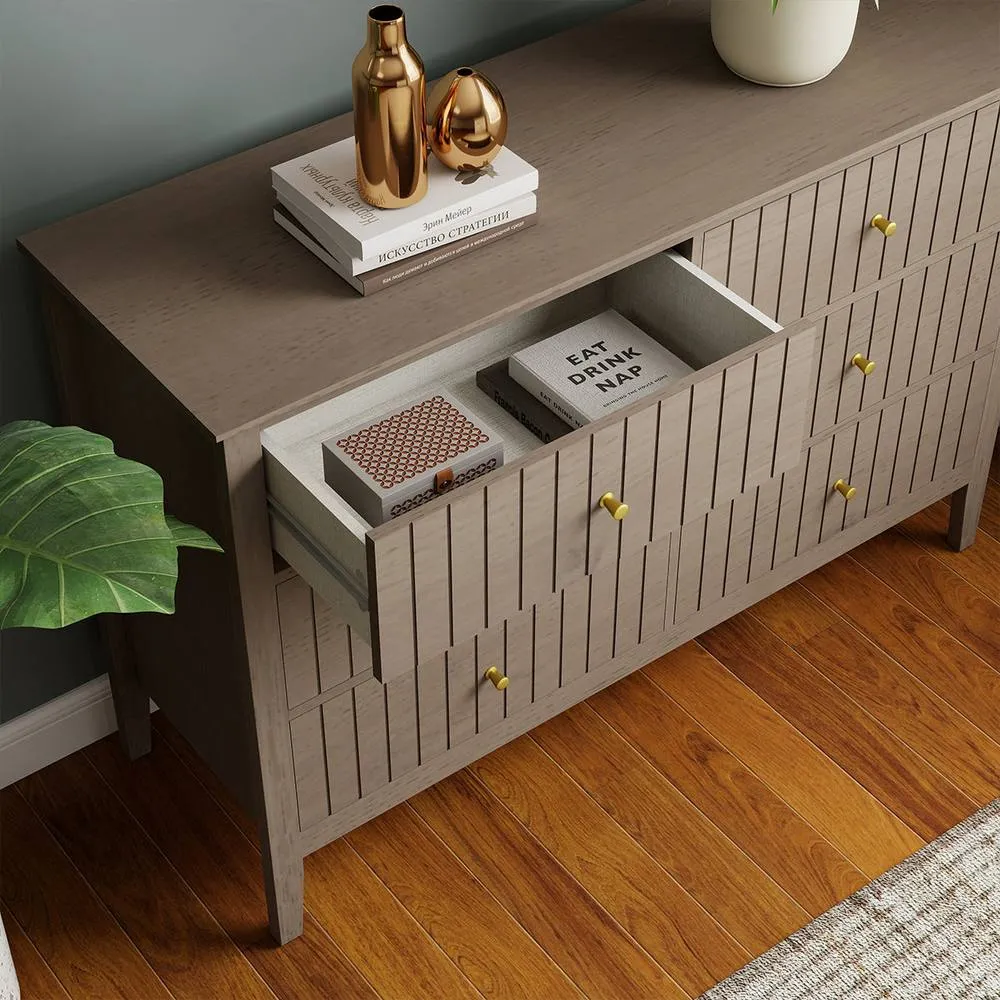 Melody Maison Large 6 Drawer Chest Of Drawers - Hales Pale Wood Range in Light Brown 4