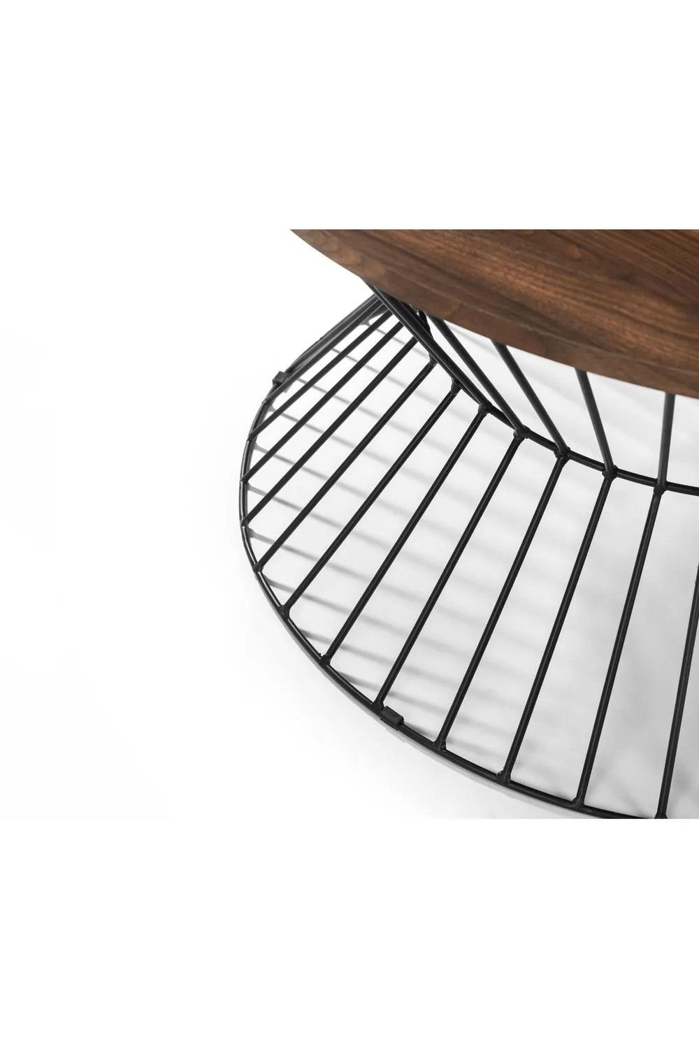 Julian Bowen Jersey Round Coffee Table with Wire Base in Walnut 4