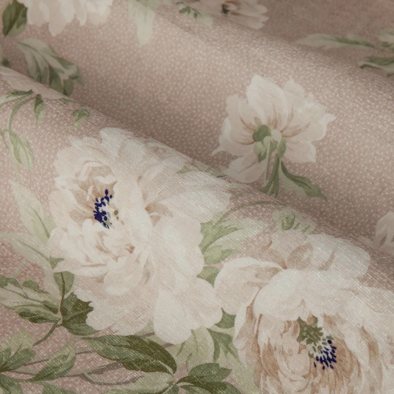 Sanderson Adele Floral Chenille Room Darkening Pencil Pleat Curtains in Light Pink 5