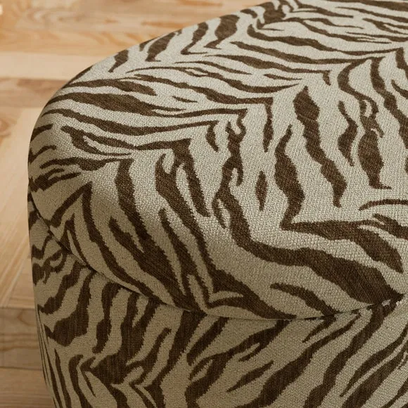Marley Tiger Stripe Chenille Storage Ottoman 4