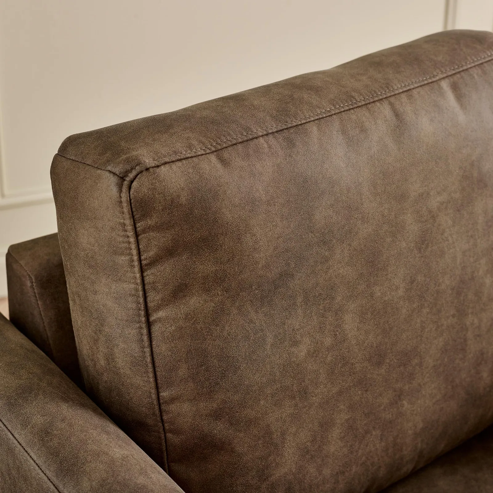 FurnitureboxUK Logan Brown Faux Leather 3 Seater Sofa 4