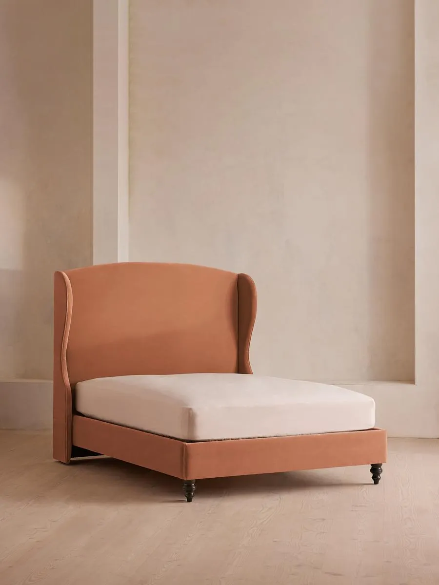 Rivas Bed, King, Velvet, Antique Rose
