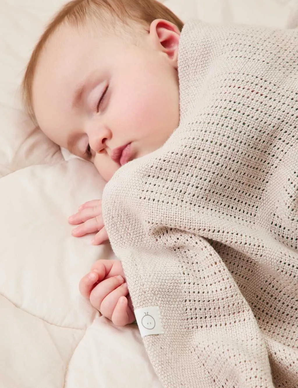 MORI Cotton Blend Cellular Blanket Beige