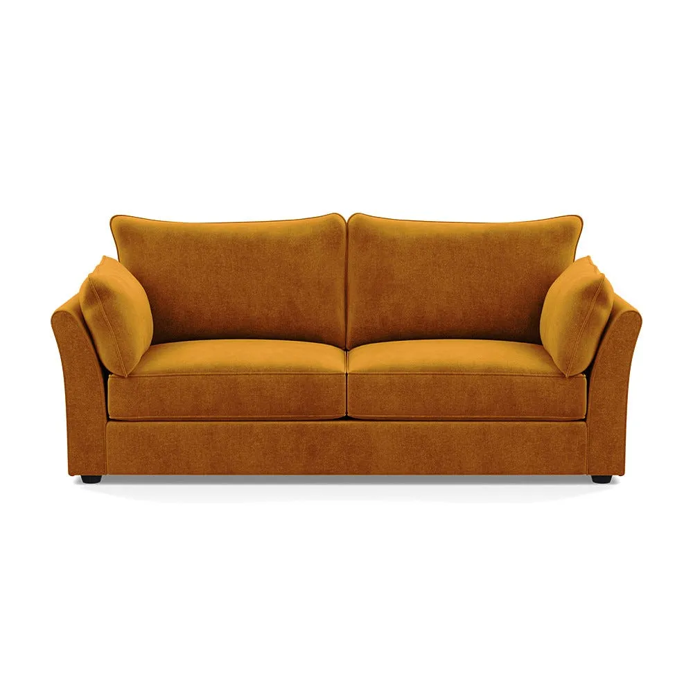 Heal's Tailor 4 Seater Sofa Smart Luxe Velvet Cognac Black Feet 1