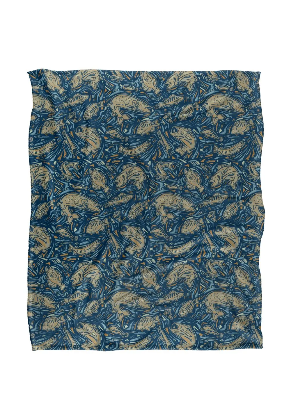 JQ Licensing Jl-Jp Fish Array Fishing Pattern 2 Silky Touch Super Soft Throw Blanket 152 X 127 cm in White
