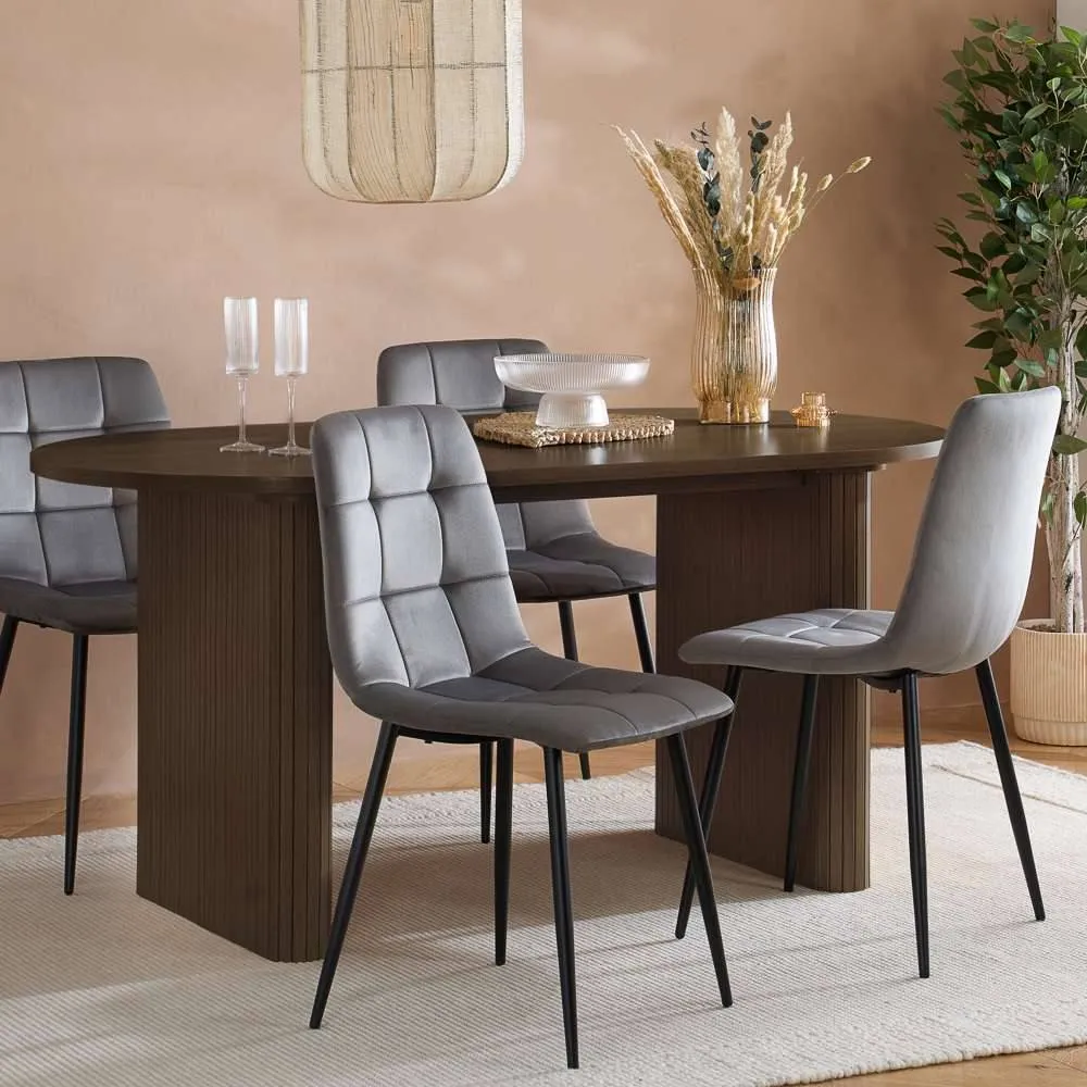 Birlea Axel Oval Fluted Dining Table in Brown 5