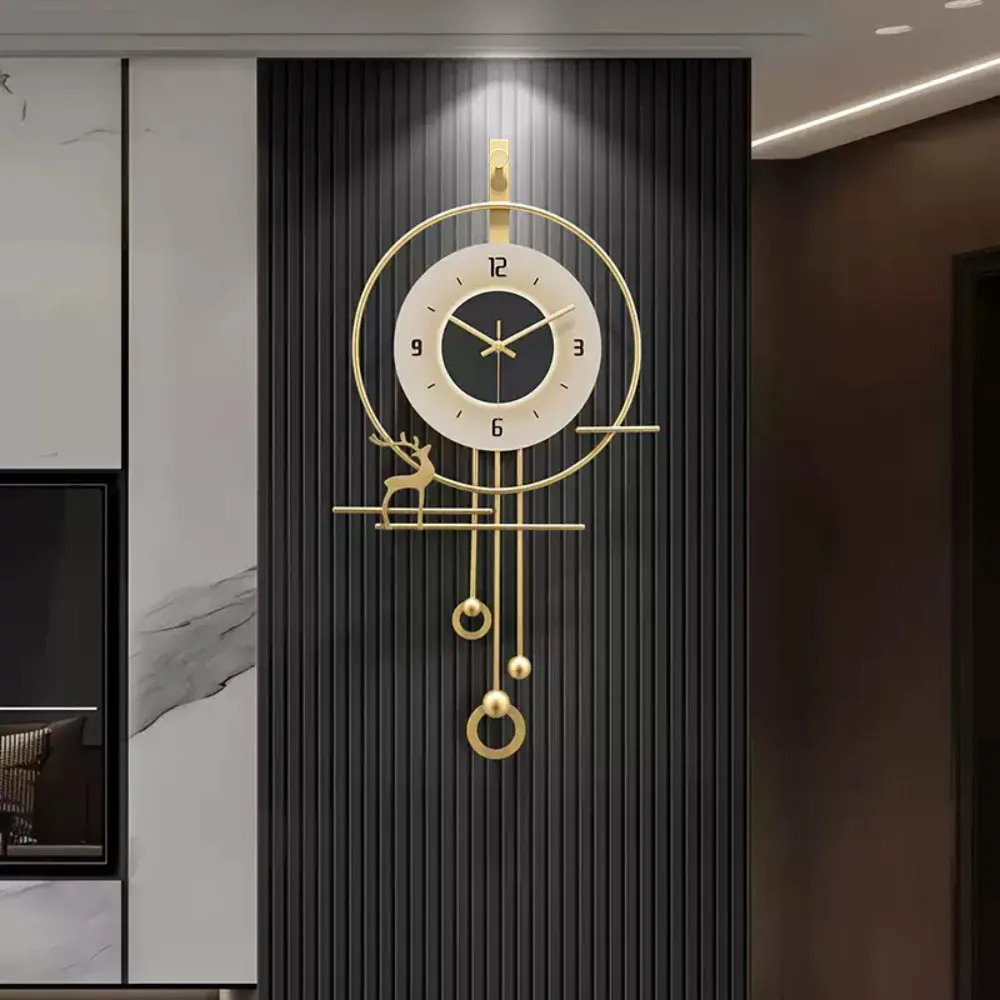 Modern Gold LED Geometric Metal Digital Wall Clock Oversized Wall Decor For Living Room