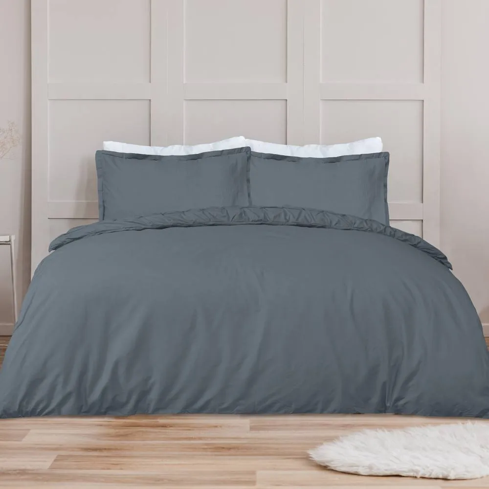 Smart Living Luxury Super Soft Stylish Rouched Pleat Duvet Cover with Pillowcases in Charcoal 2