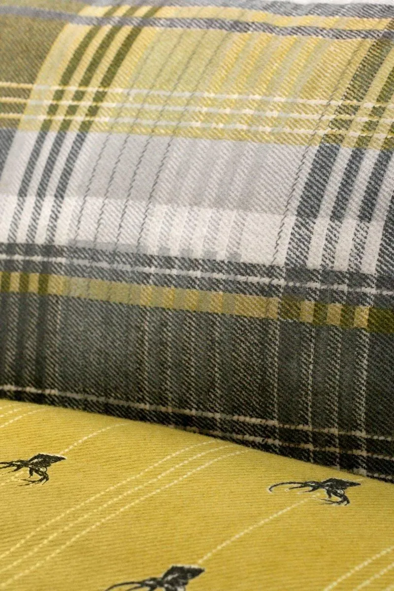 Dreams & Drapes 'Connolly Check' 100% Brushed Cotton Duvet Cover Set in Mustard 5