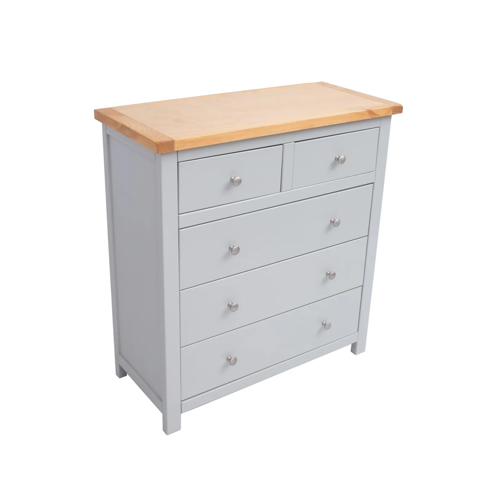Cabinet Bits Argenta 5 Drawer Chest of Drawers Chrome Knob in Light Grey 3