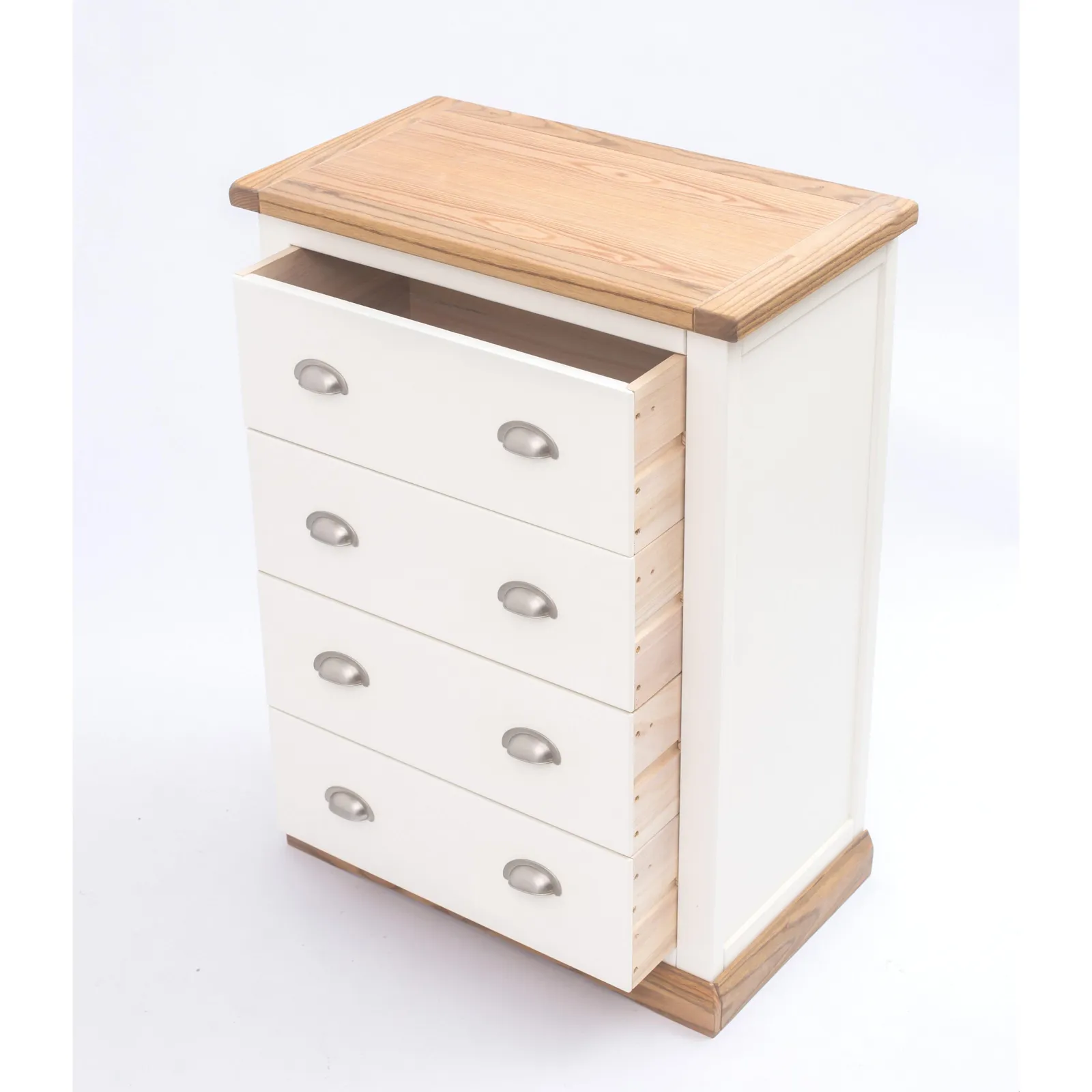 Cabinet Bits Tropea 4 Drawer Chest of Drawers Chrome Cup Handle in Off-White 4