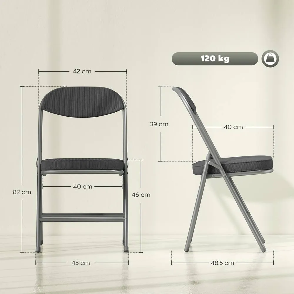 HOMCOM Folding Chairs Set of 4 with Cushioned Seat, Steel Frame in Dark Grey 3