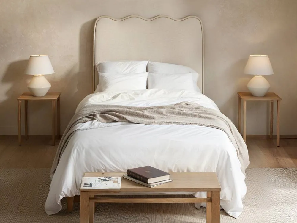 Flair Ellis Single Bed with Cloud Headboard in Beige 2