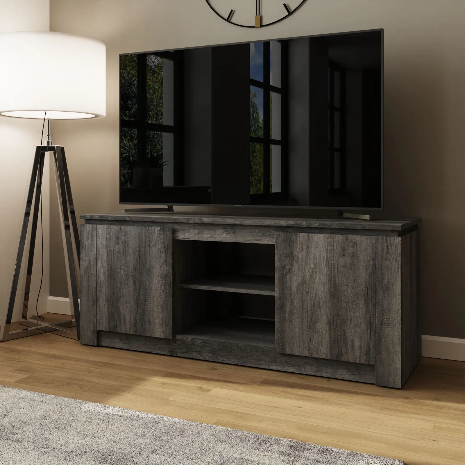 GFW Canyon Wide TV Unit in Charcoal 2